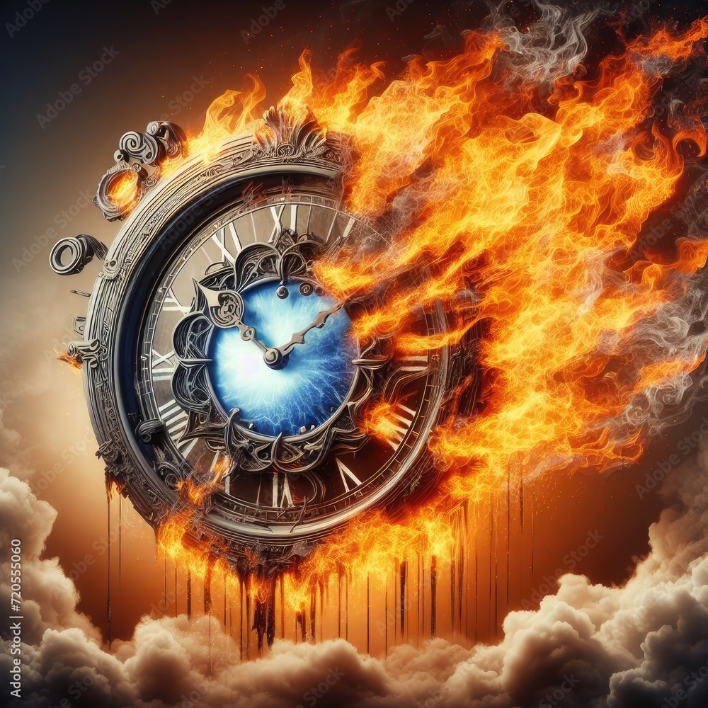 Deadline Dystopia: Captivating Clock Illustration - Time is Running Out, Seize the Moment Before it Fades Away