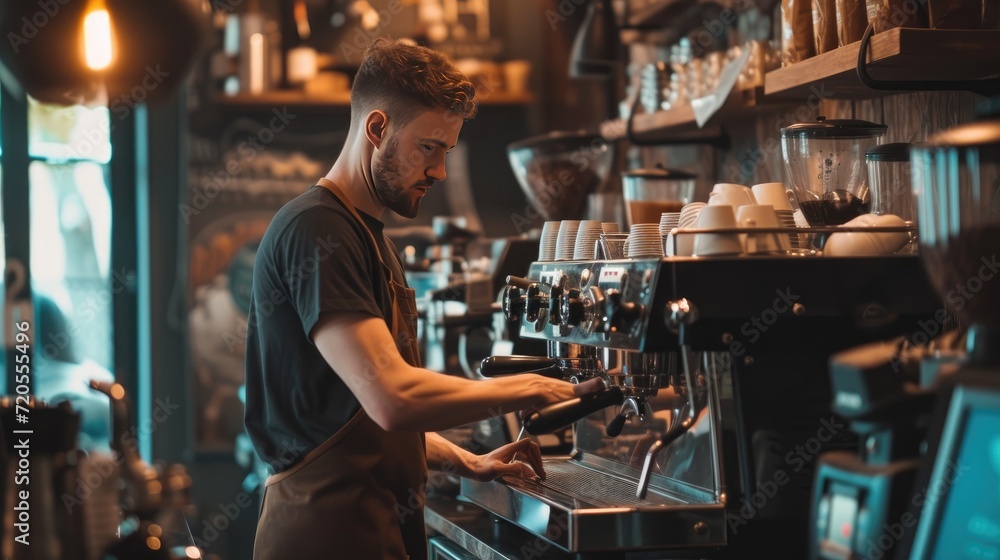 Talented barista crafting delicious coffee creations.
