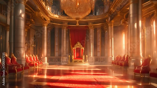 Walking in the throne hall in a majestic palace photo