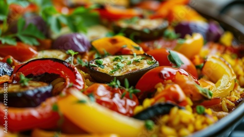 Close up shot of a Vegetarian Paella