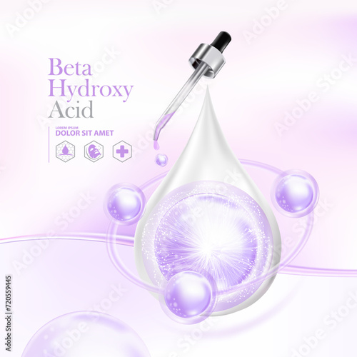 concept of Beta hydroxy acid , BHA for Skin Care Cosmetic poster, banner design