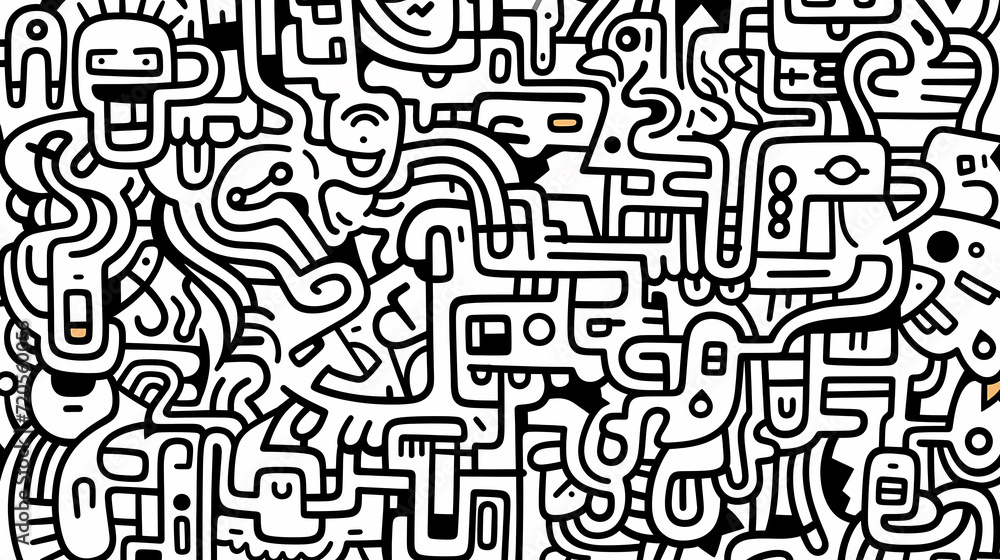 Funny doodle seamless pattern, artistic background