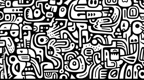 Funny doodle seamless pattern, artistic background
