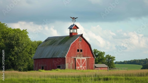 Shot of a barn with a traditional weathervane on the roof