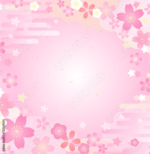 桜のイラストが美しい春の背景デザイン