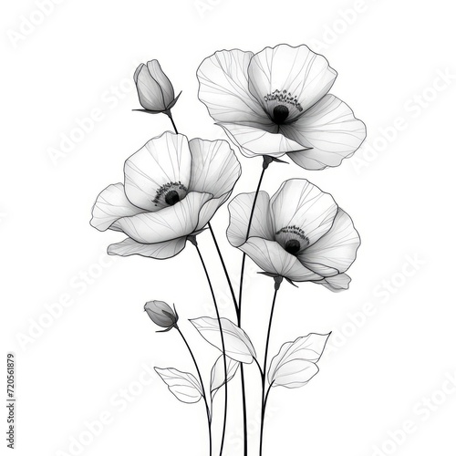 Abstract minimalistic and modern one line art style flowers. Modern abstract line minimalistic flower illustrations design..