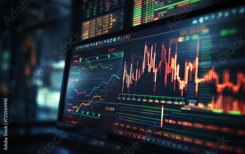 Close View of a Monitor Displaying Live Stock Market Chart © sitifatimah