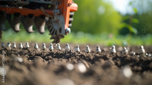 Shot of a handheld seed planter in action photo