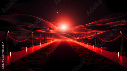 Red carpet staircase background  VIP entrance  night awards ceremony