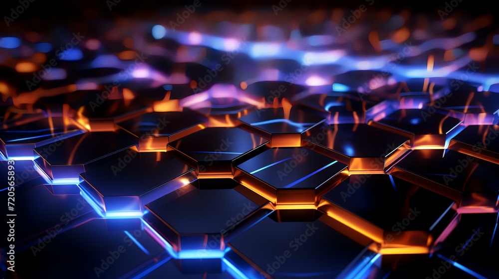 Hexagon Line Connect on Black Background: Artificial Intelligence Concept Hexagon Line Connect on Black Background: Artificial Intelligence Concept