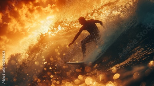 An electrifying shot of a surfer mastering powerful waves, performing complex tricks with skill and precision, encapsulating the excitement and thrills of the surfing experience.