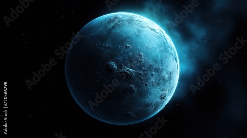 Habitable exoplanet similar to Earth and suitable for human life. Planet in space with water and greenery. The discovery of exoplanets and the search for life. photo