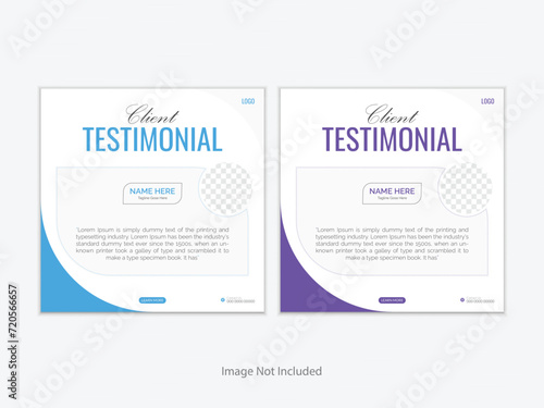 Customer feedback Client testimonial design template Customer feedback review or testimonials social media post template vector.