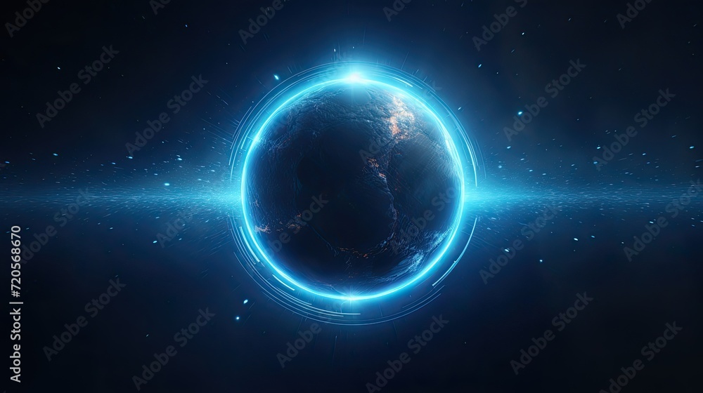 Habitable exoplanet similar to Earth and suitable for human life. Planet in space with water and greenery. The discovery of exoplanets and the search for life. Habitable exoplanet similar to Earth and suitable for human life. Planet in space with water and greenery. The discovery of exoplanets and the search for life.