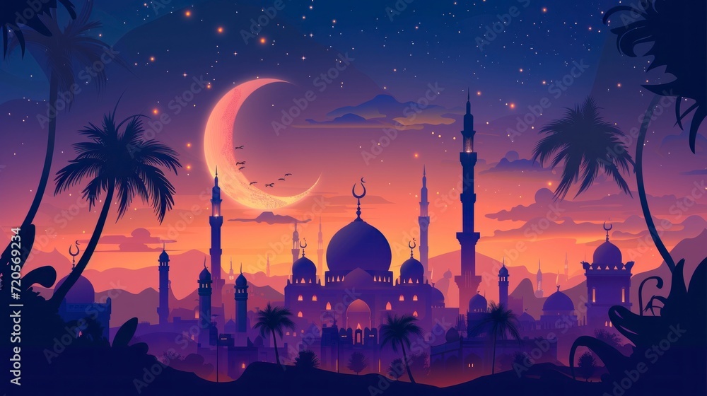 beautiful concept of a ramadan church with a starry sky at night Stock ...