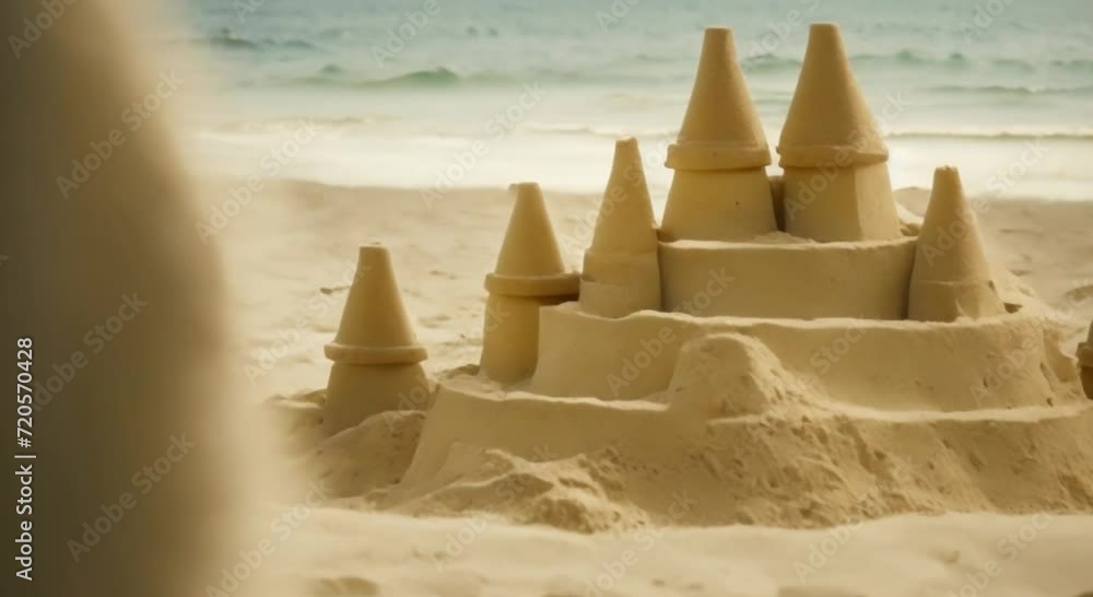 Magnificent sand castle from buckets on the beach Magnificent sand castle from buckets on the beach