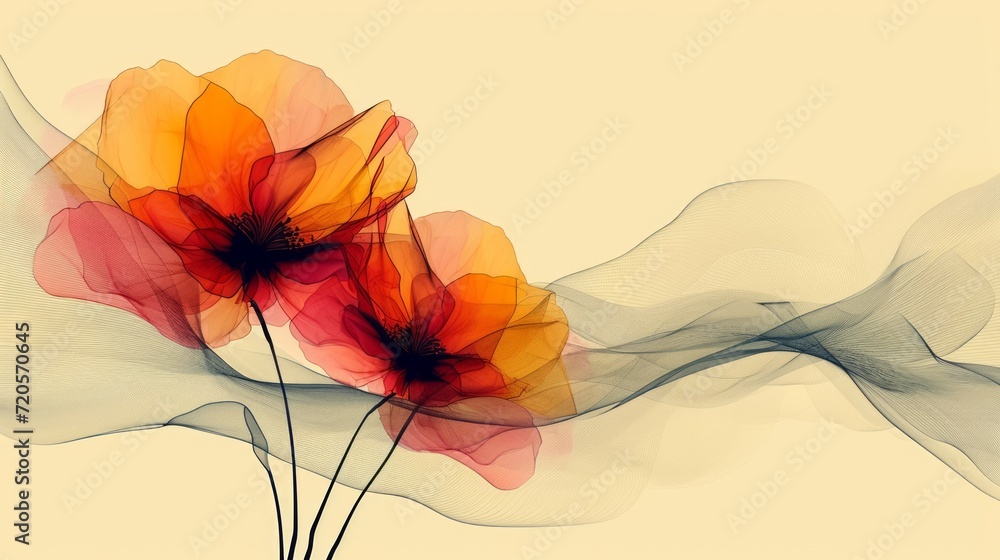 Fototapeta premium Abstract minimalistic and modern one line art style flowers. Modern abstract line minimalistic flower illustrations design..