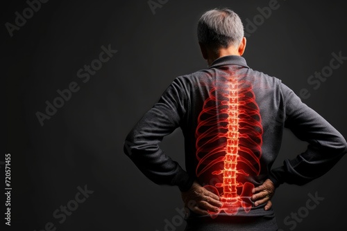 Digital render of a person experiencing intense cervical spine and brain pain photo