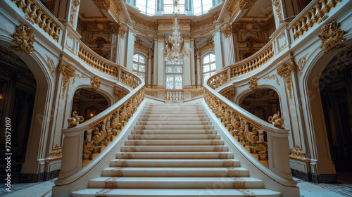 A Grand Staircase with Elegant Railings and New Treads © PNG