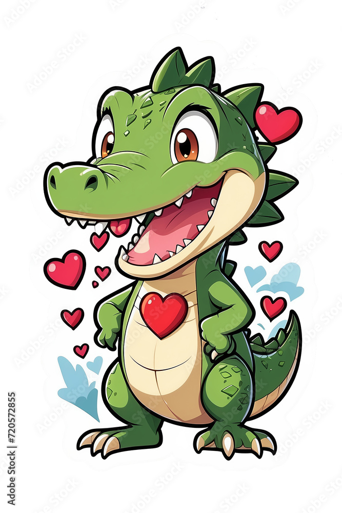 Naklejka premium Bright image of a crocodile on a transparent background. Cartoon character For children's stickers, stickers.