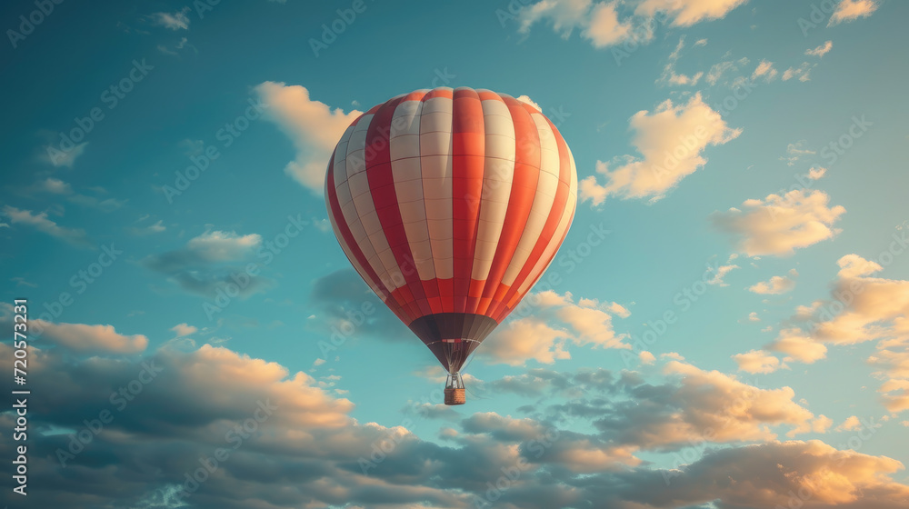 A hot air balloon floating in the air 
