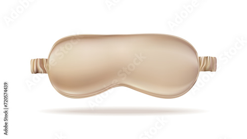 3d realistic vector illustration. Beige silk sleeping mask. 