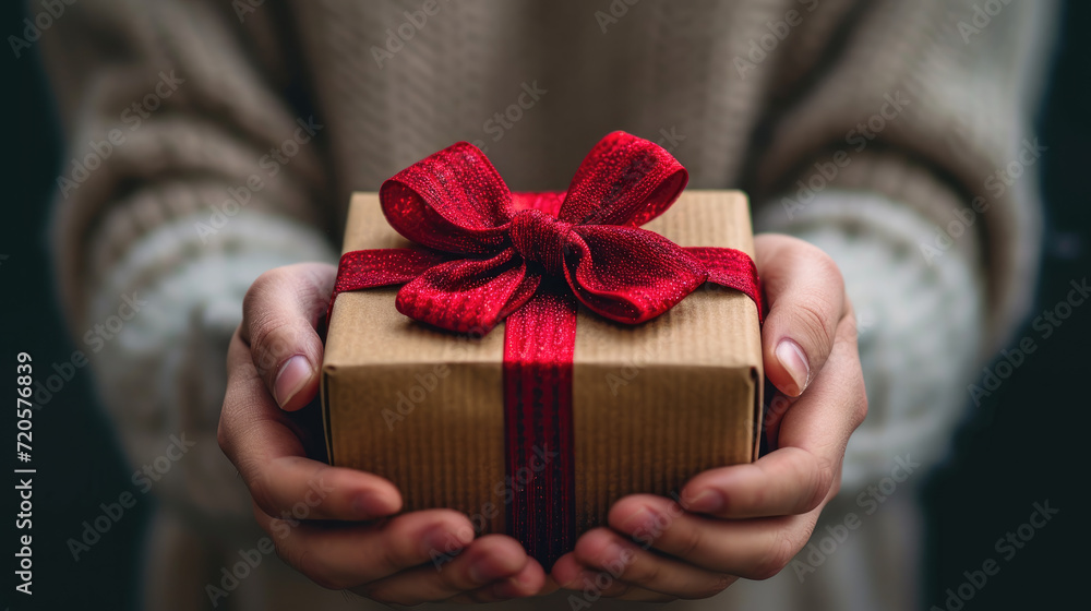 A man holding a gift box. Birthday, corporate event, St Valentine's day gift concept A man holding a gift box. Birthday, corporate event, St Valentine's day gift concept