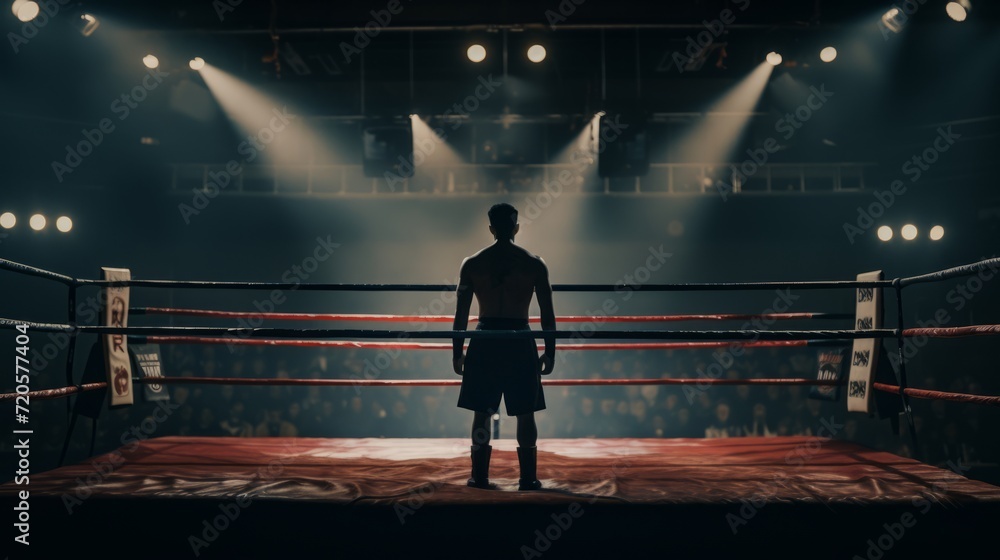 Fototapeta premium Lonely Boxer In The Boxing Ring