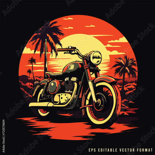 vintage motorcycle tshirt design vector stock illustration