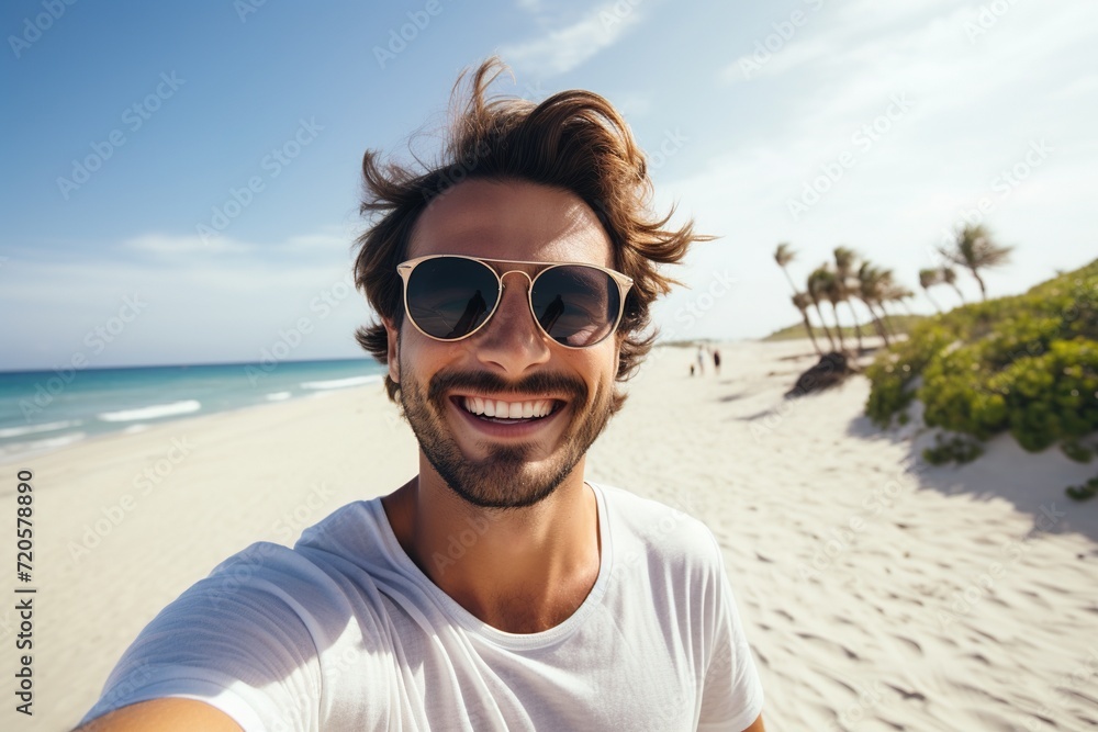 Sunny beach selfie with tropical vibes Sunny beach selfie with tropical vibes