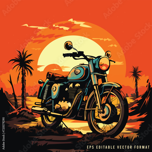 vintage motorcycle tshirt design vector stock illustration