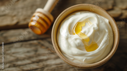 Rustic Indulgence Creamy Greek Yogurt with Golden Honey Drizzle