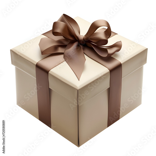 Gift box with ribbon isolated on white background, detailed, png 