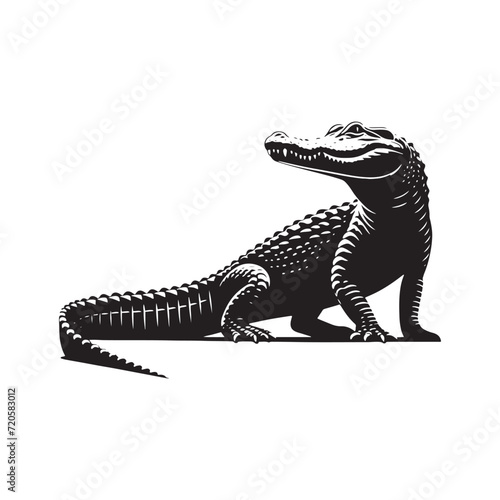 Gator Guardian  A Captivating Array of Alligator Silhouettes Gracing the Shadows - Alligator Illustration - Alligator Vector - Reptile Silhouette 
