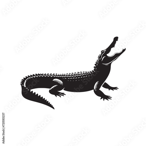 Glimpses of Gator Glory: Alligator Silhouette Collection Showcasing the Glory of Reptilian Grandeur - Alligator Illustration - Alligator Vector - Reptile Silhouette 