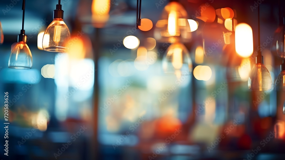 Blurred background. Coffee shop blur background with bokeh light