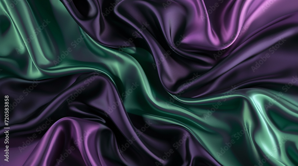 Green, purple and black silk background