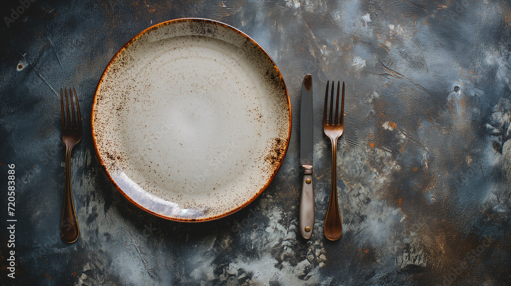 Table Setting with Fork, Knife and Plate. Table Setting with Fork, Knife and Plate.