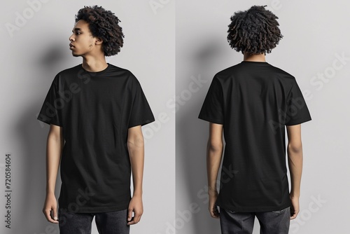 a solid black t-shirt with a crew neck and short sleeve