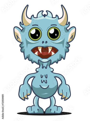 blue monster cartoon one front view standing vector image