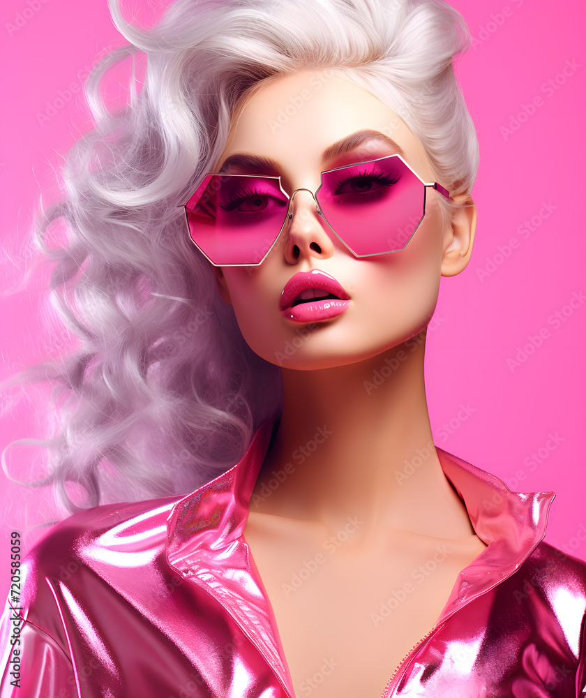 pink girl wearing sunglasses