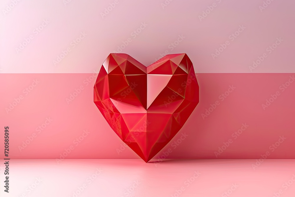 Red paper heart, love, pink background Red paper heart, love, pink background