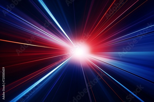 Abstract red background with rays of light and lens flare photo