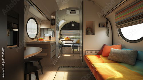 Modern caravans, trailers, and campers feature stylish and functional interior designs with a range of amenities for a comfortable mobile living experience
