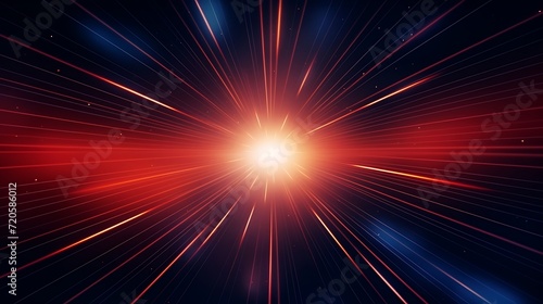 Abstract background with rays of light and beams in red and blue