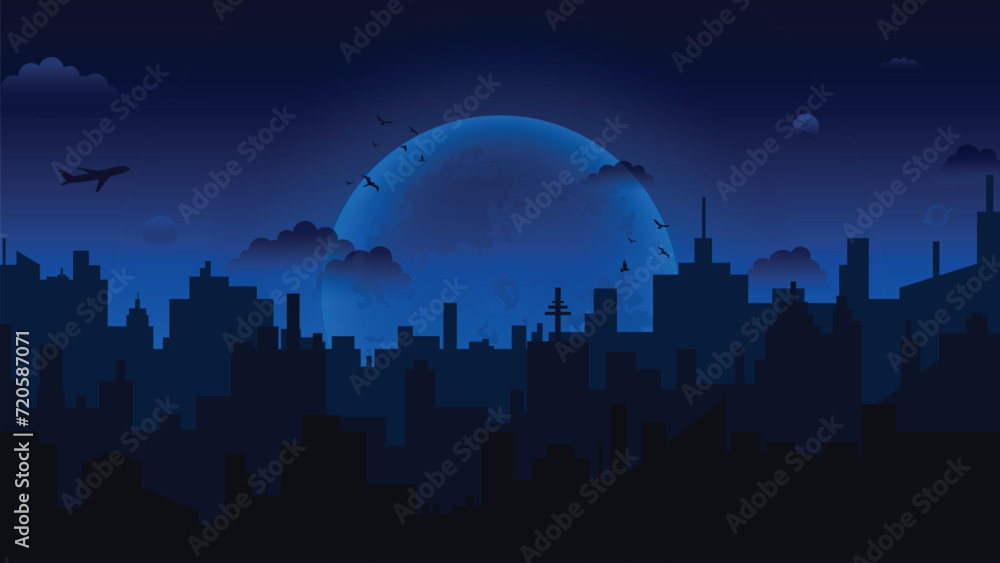 City view landscape vector illustration wallpaper