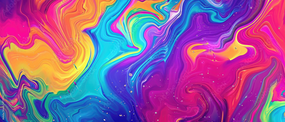 A psychedelic style with rainbow colors patterns, a colorful liquid background 