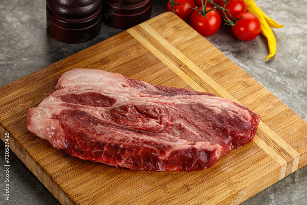 Raw beef chuck roll steak