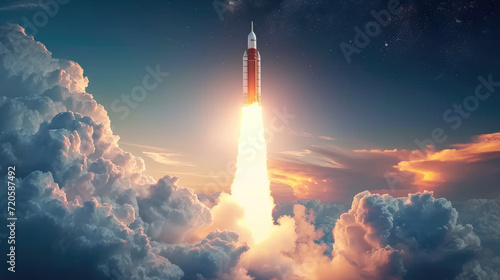 Rocket flies through the clouds © PNG