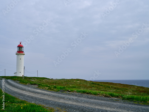 The Cape Race Lighthouse on the rocky and desolate coast of Canadas most easterly point on the island of newfoundland